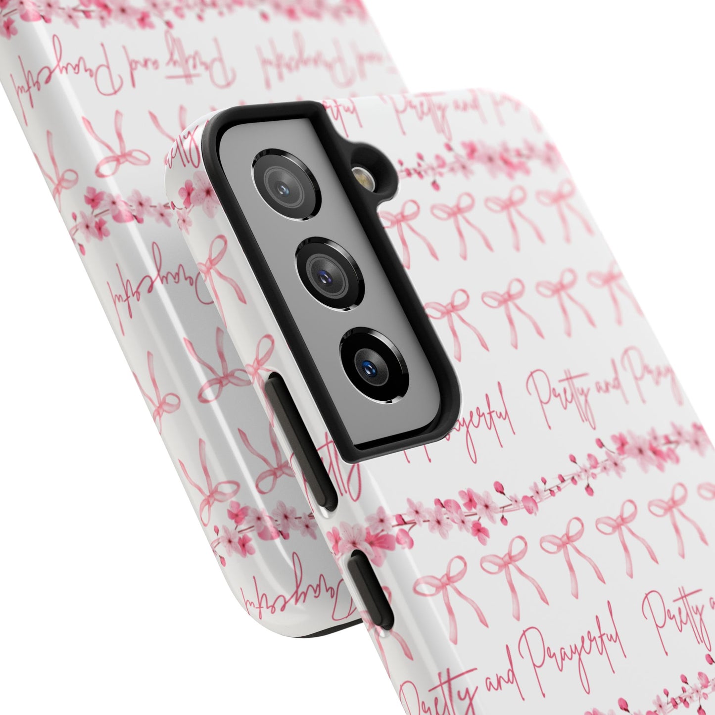 Pretty and Prayerful Tough Phone Case - Inspirational Floral Design