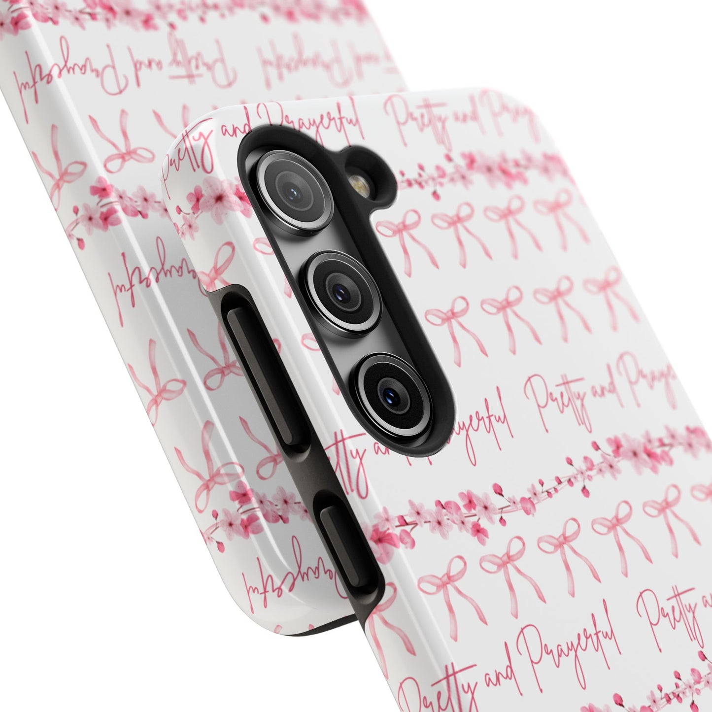 Pretty and Prayerful Tough Phone Case - Inspirational Floral Design