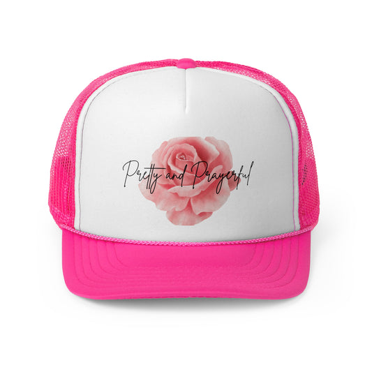 Pretty and Prayerful Trucker Cap - Stylish Floral Design for Faith and Fashion Lovers
